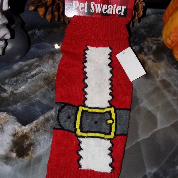 Red Pet Sweater Dog Santa Knit Christmas Holiday Theme Sweater Size M NEW - Picture 1 of 3